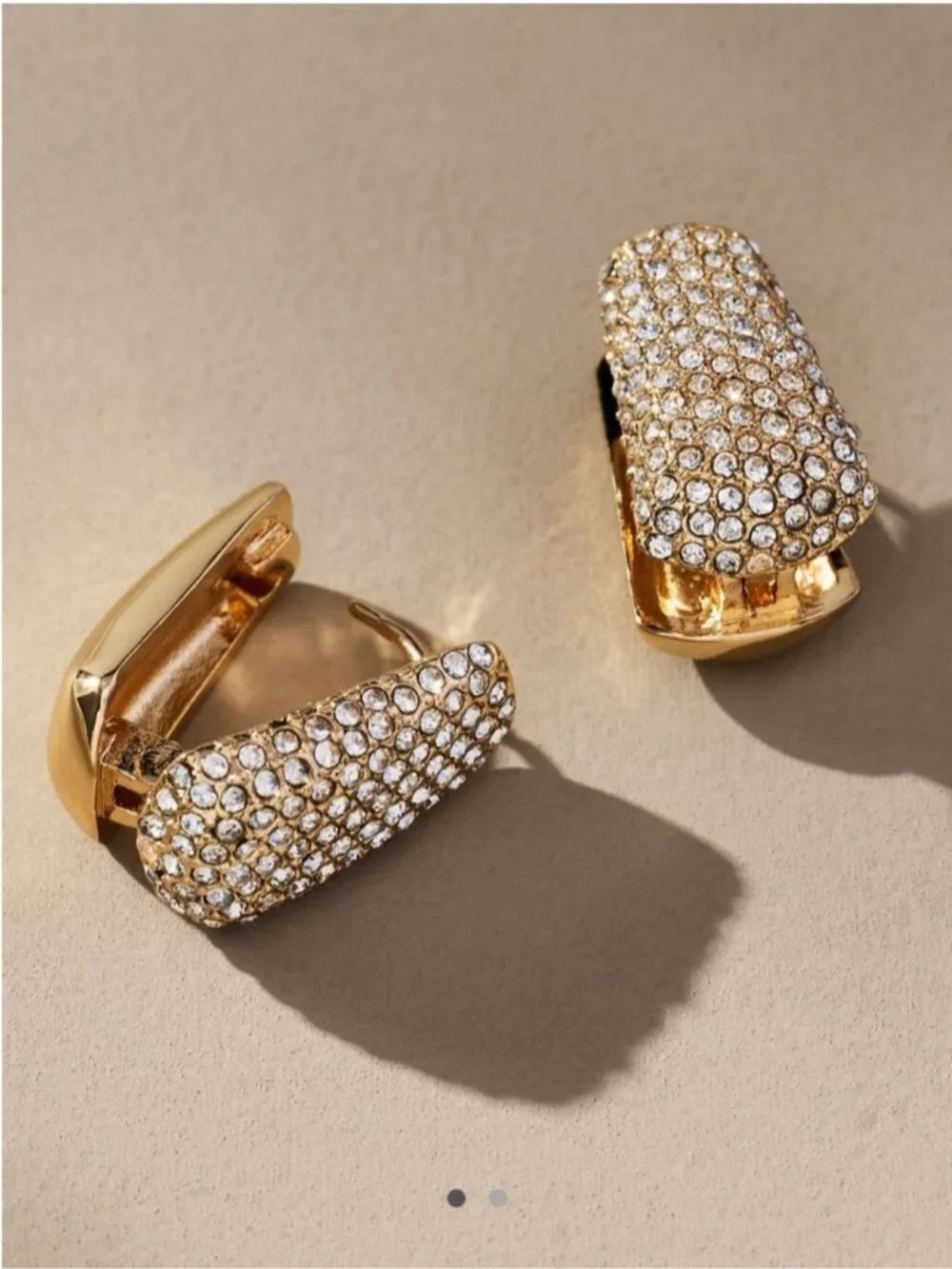 New! Anthropologie Gold Plated Crystal Huggie Earrings (4021)